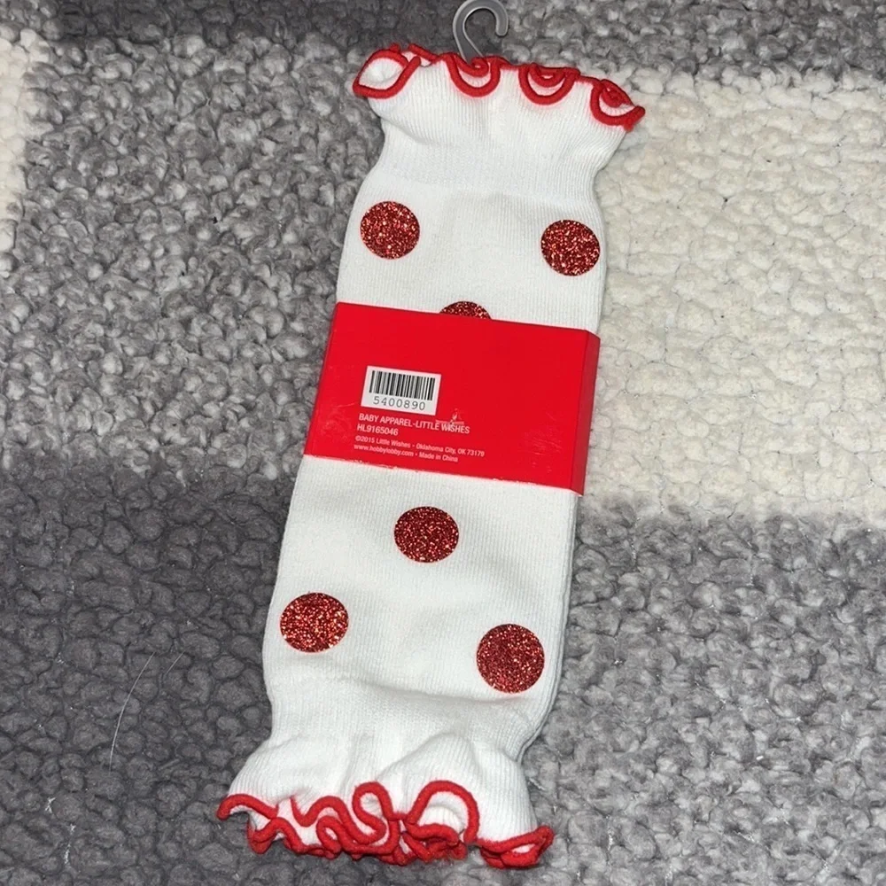 NWT Little Wishes Red Polka Dot Baby Infant Leg Warmers 0-12 months